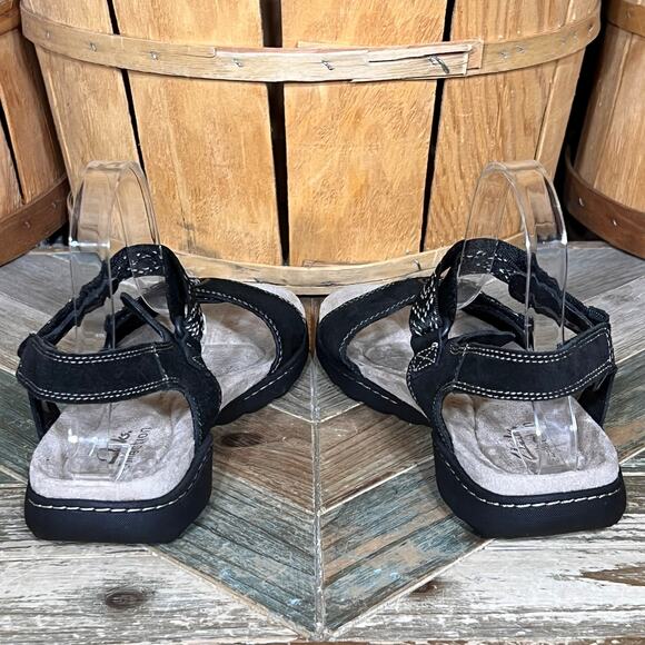 Clarks Amanda Sprint Black Suede Asbstract Textile Adjustable Sandals Womens 8.5 - Picture 8 of 12